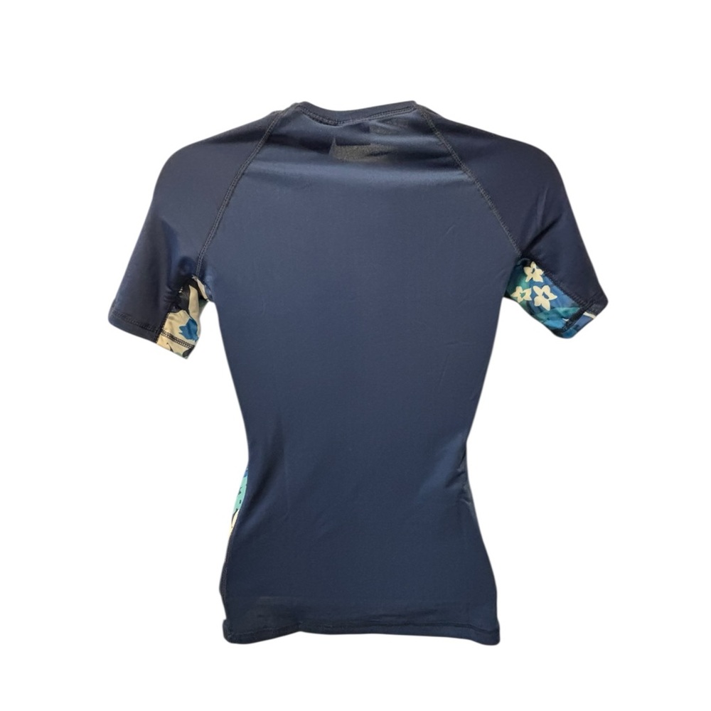 Kanu Eden SS Rashguard Sz XS Navy Blue Floral 50+ SPF Pullover Surfboard Active - Picture 4 of 6